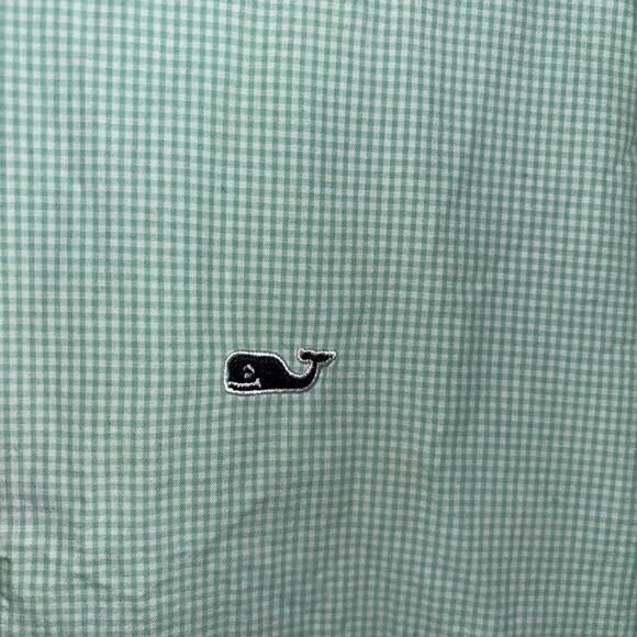 vineyard vines whale shirt mens large plaid green white long sleeve button shirt - Picture 8 of 11